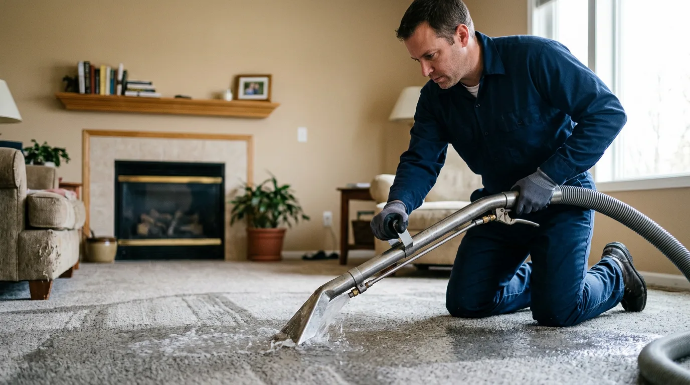 Water damage restoration technician working near Iron River, WI